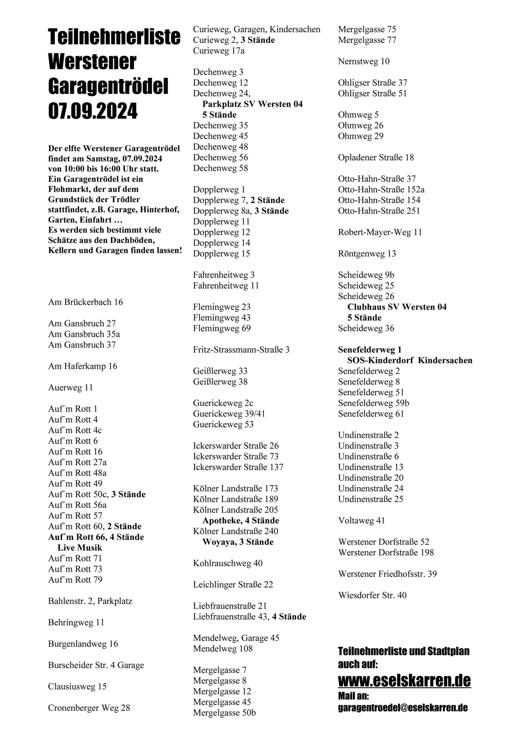 Mehr über den Artikel erfahren Werstener Garagentrödelmarkt